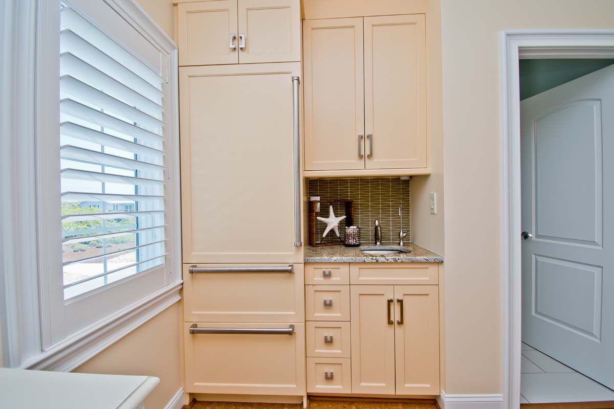 Refrigerator and Microwave in Cabinet