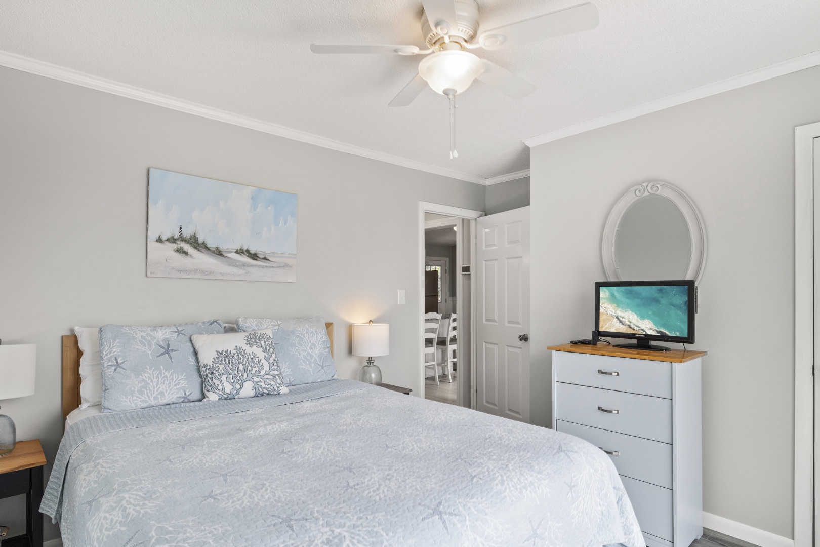 Bedroom w/ Queen Bed, Deck Access & Ocean Views