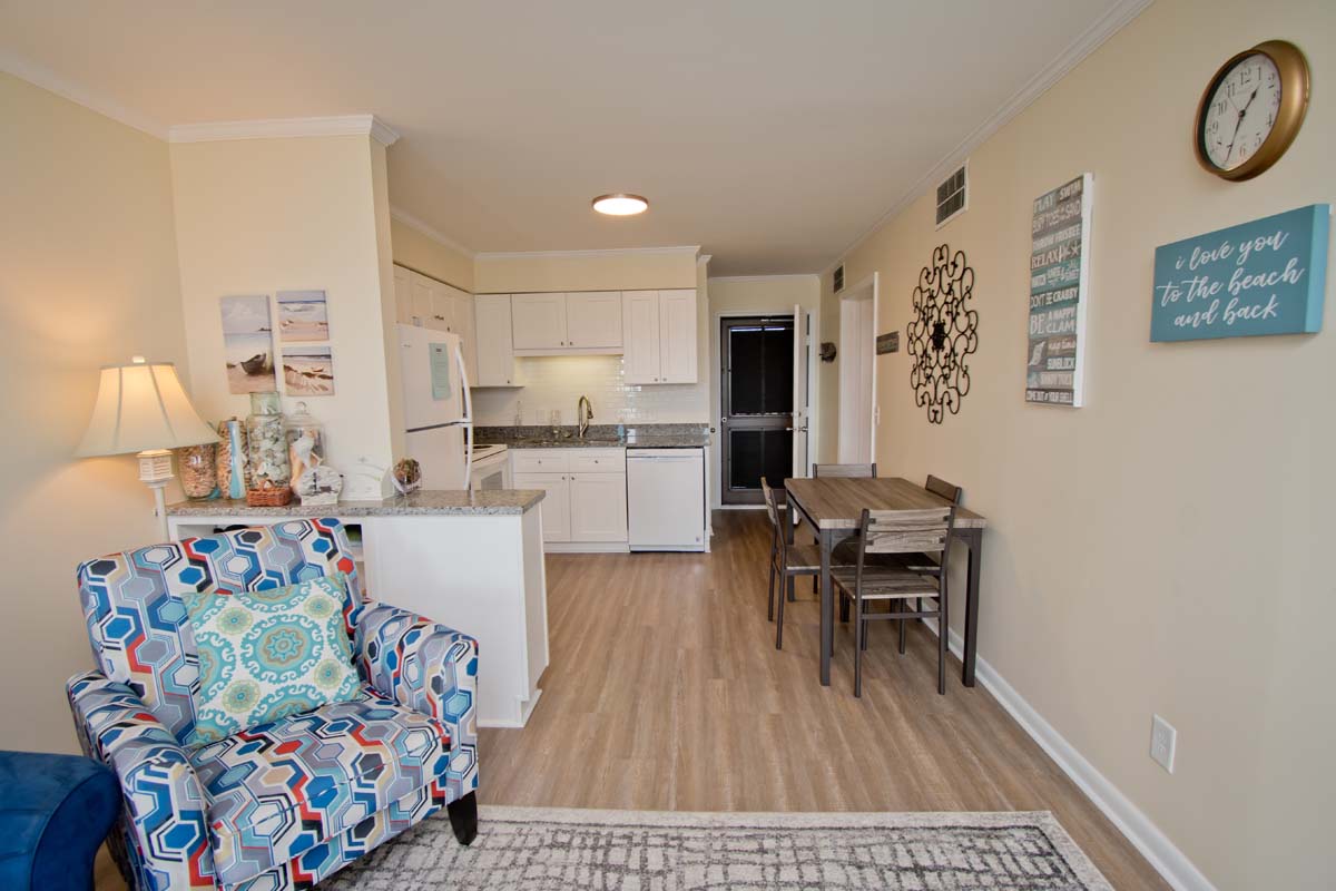 Living flows into Dining / Kitchen