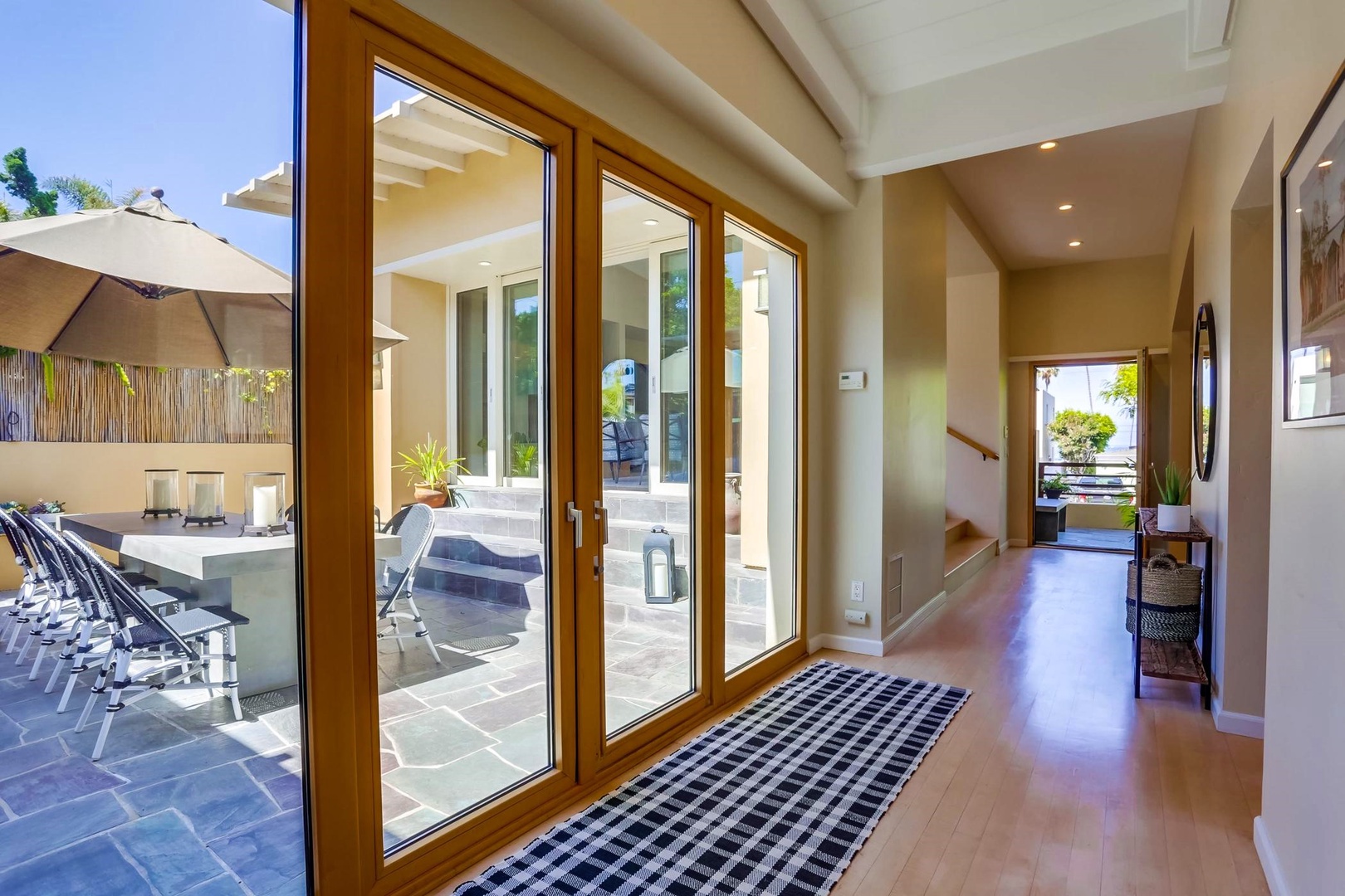 Hallway opens to courtyard