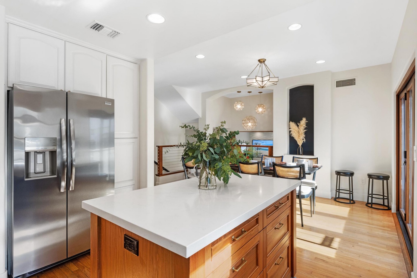 Kitchen adjacent to the dining table