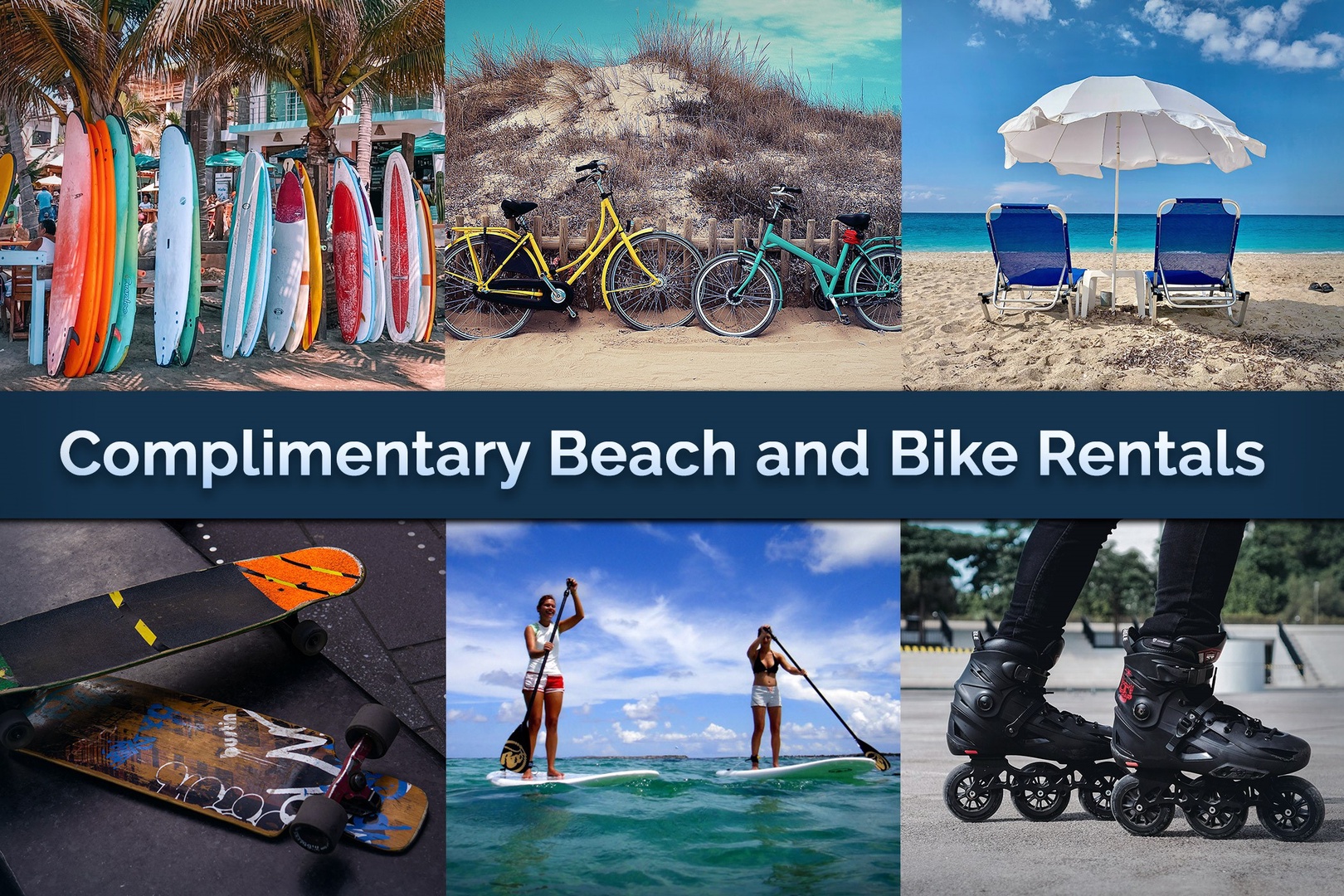 Bluewater offers complimentary beach and bike rentals