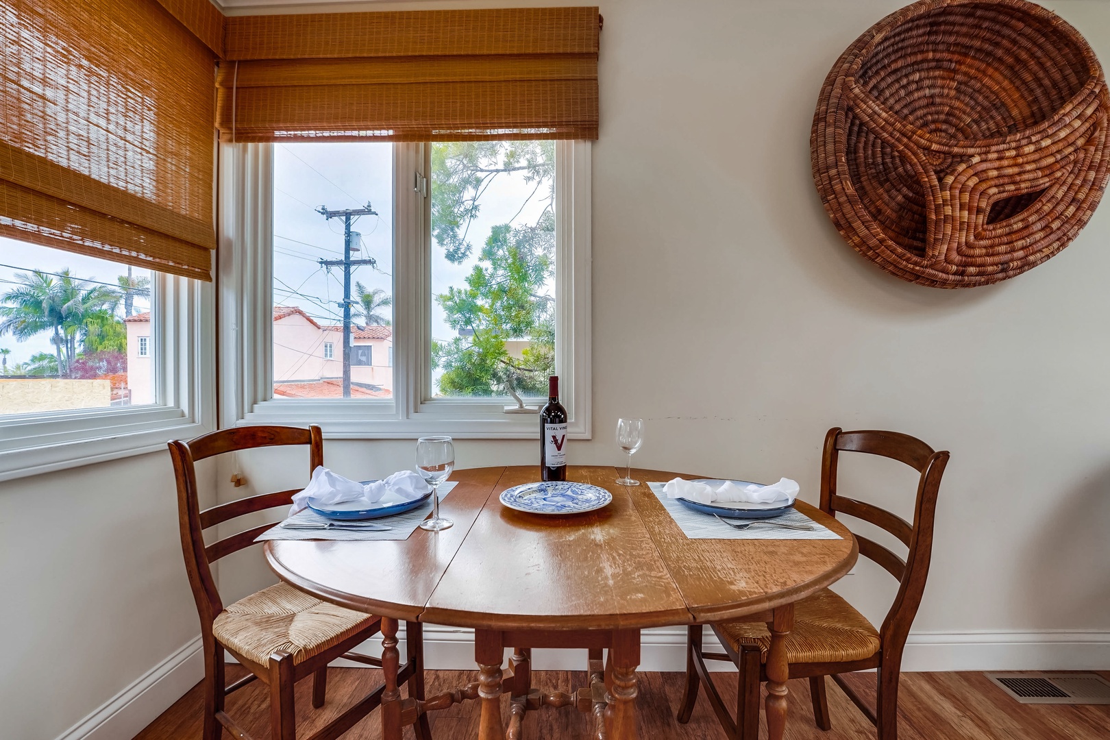 Dining table with partial ocean view