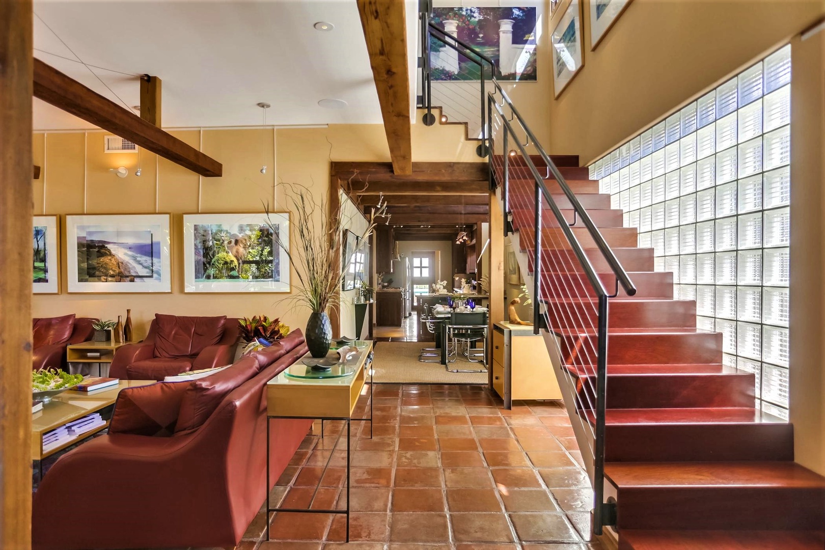 Living area and stairs to master suite