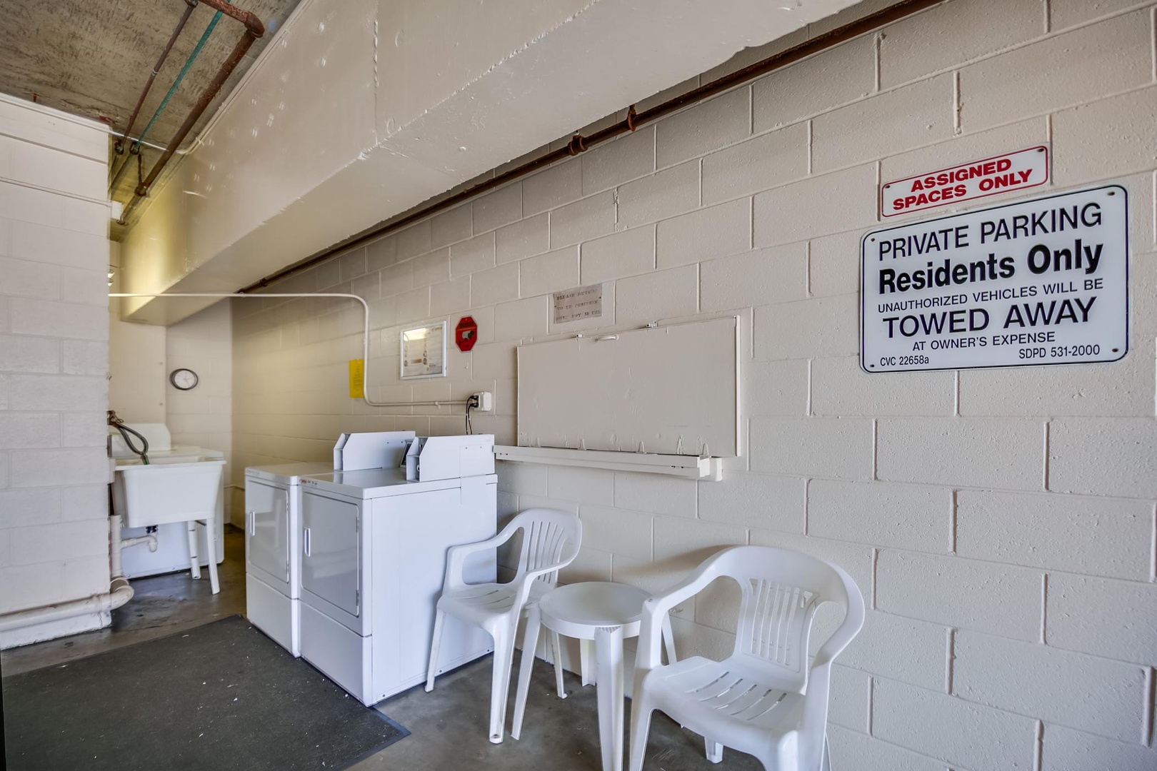 Coin laundry in garage