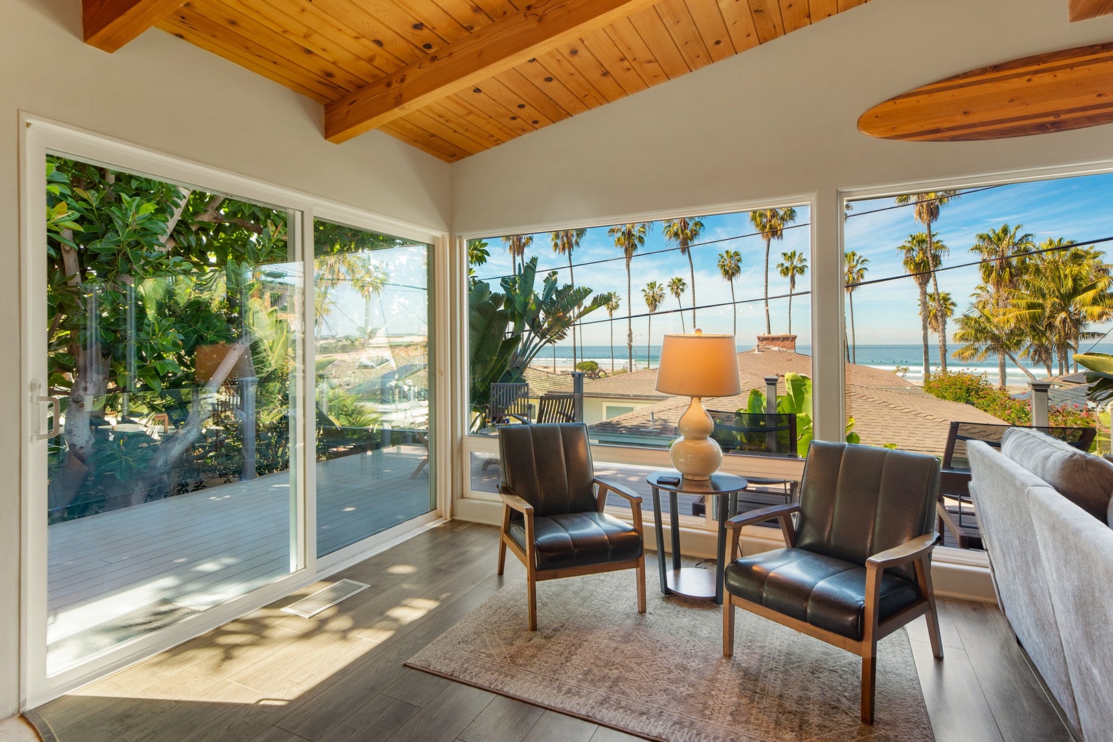 Living room with whitewater views