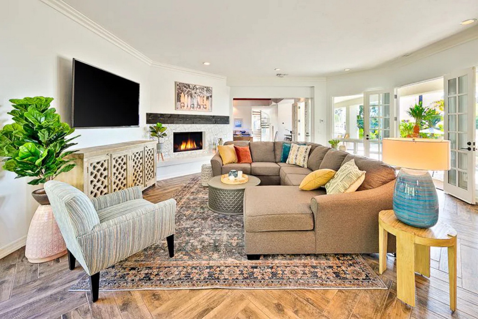 Family room with a large flat screen