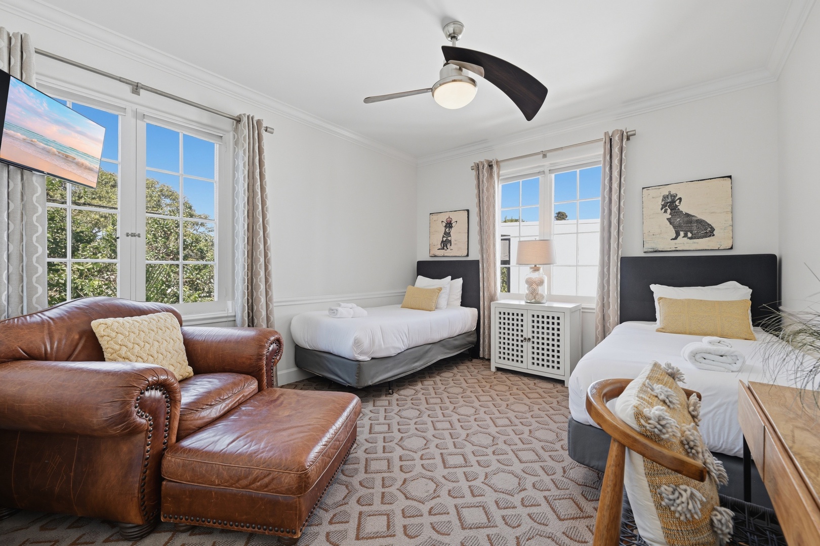 Bright, comfortable twin bedroom