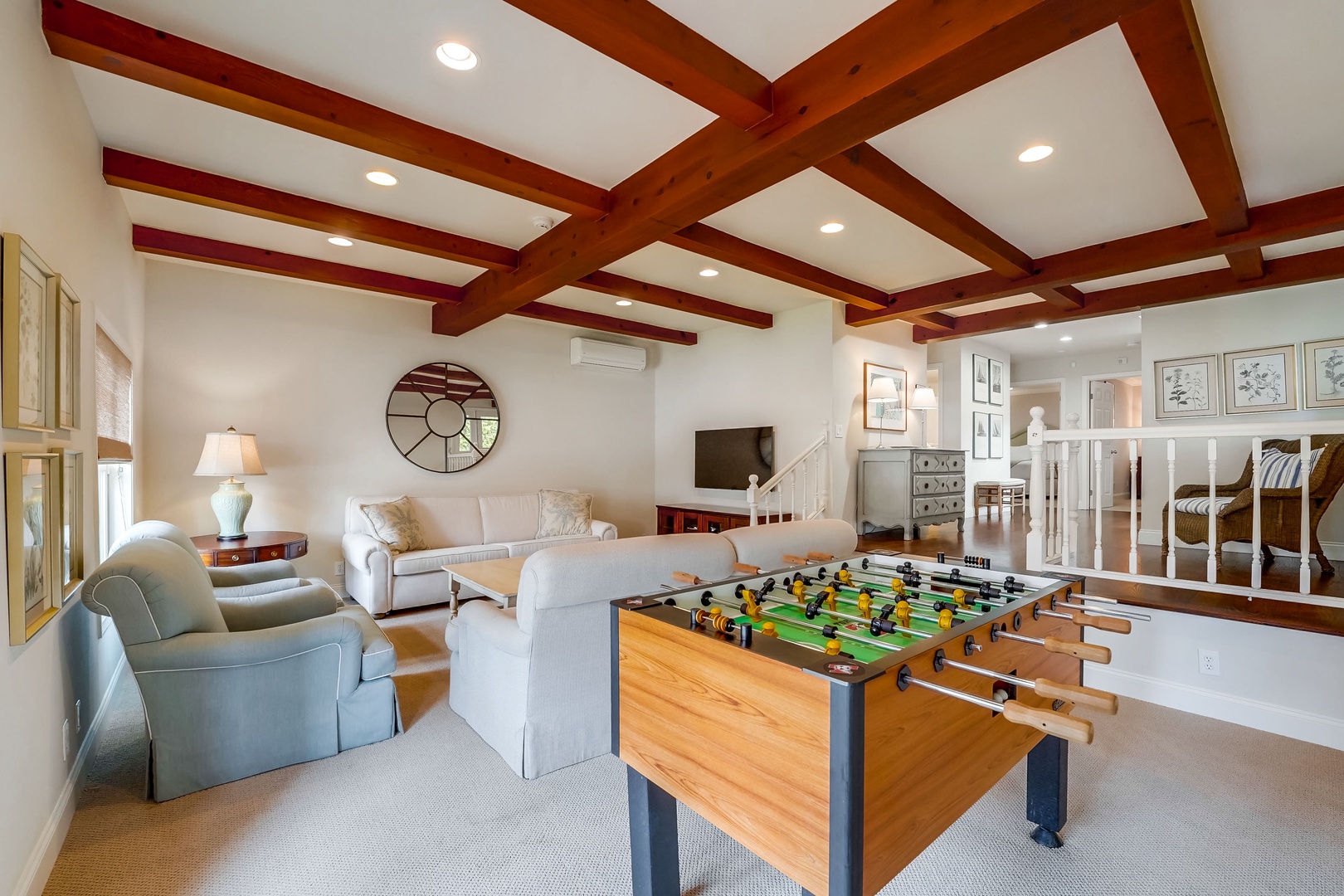 Large TV and foosball table