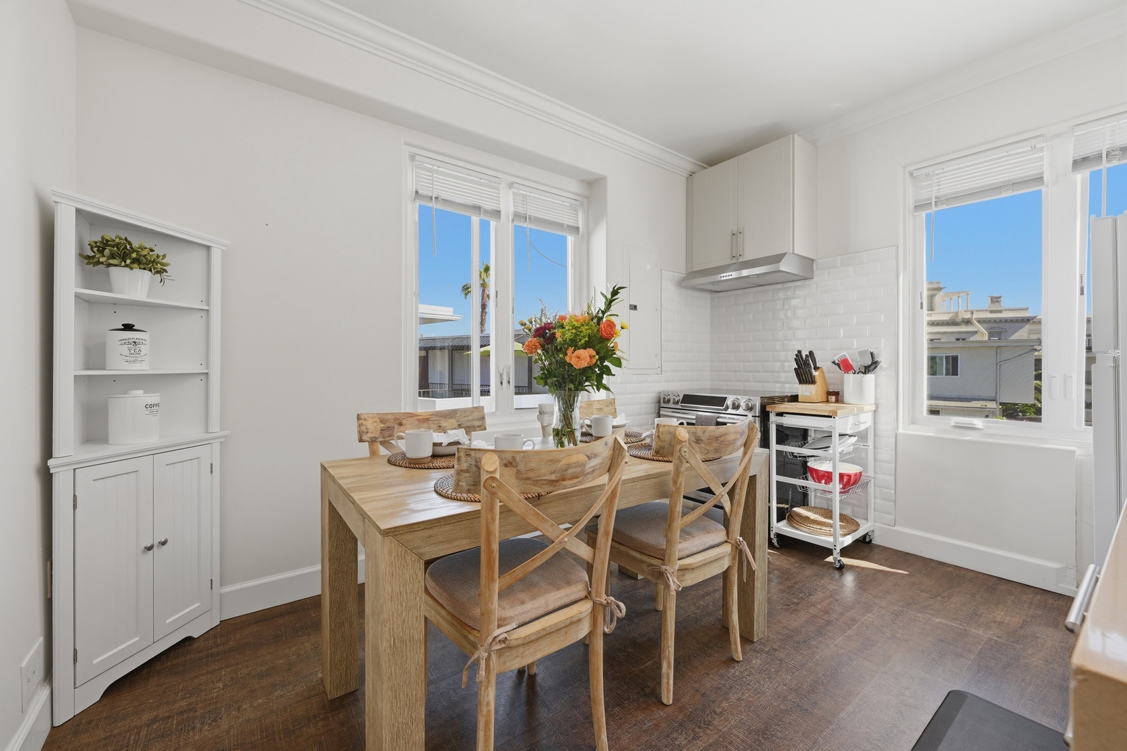 Dining table in the upstairs kitchen