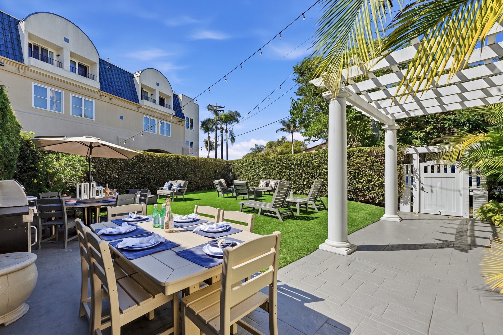 Each villa has its own dining set