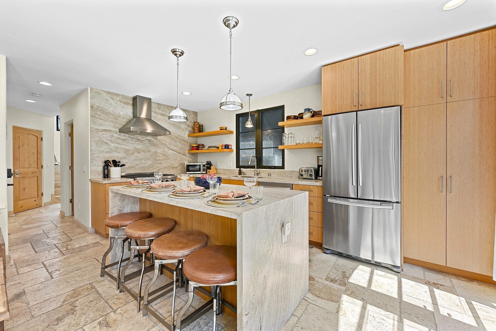 Waterfall kitchen island