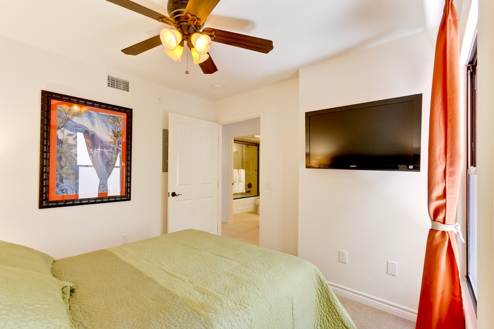 Downstairs bedroom with TV