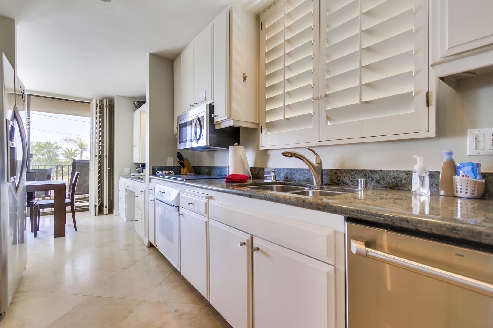 Kitchen opens up to dining area