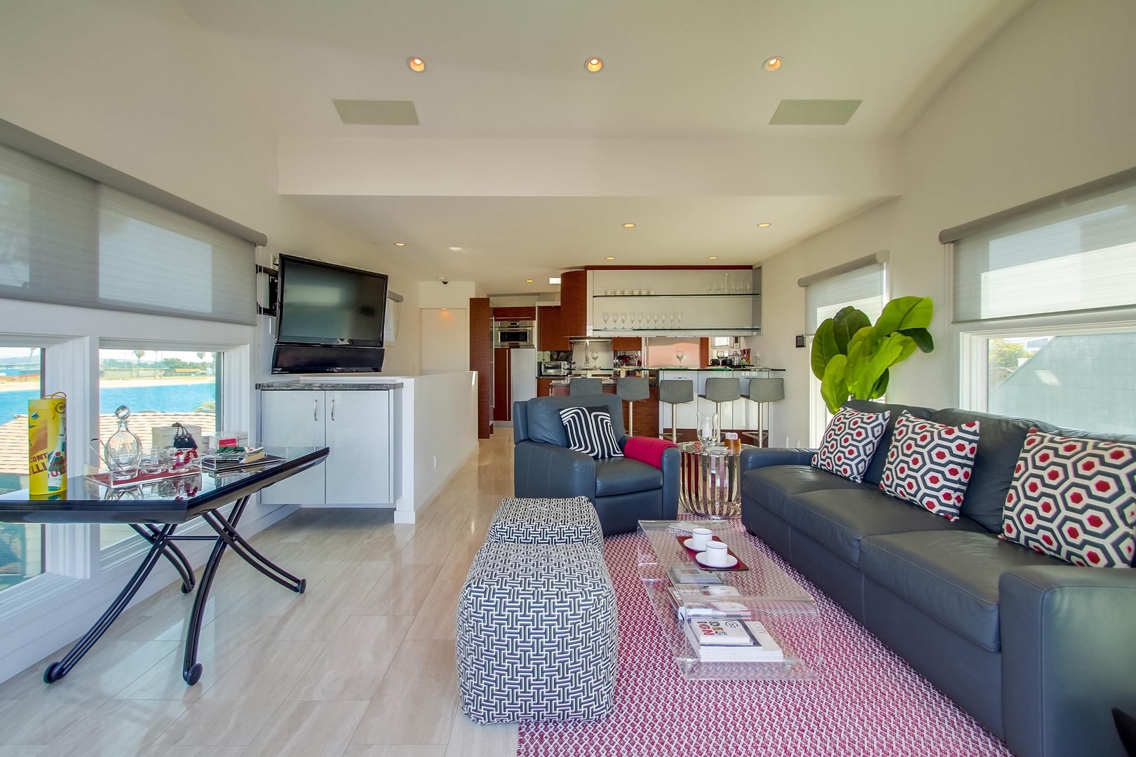 Open floor plan stretches to kitchen