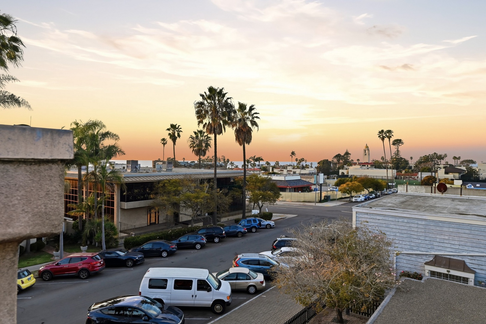 Sunset views from the rooftop deck