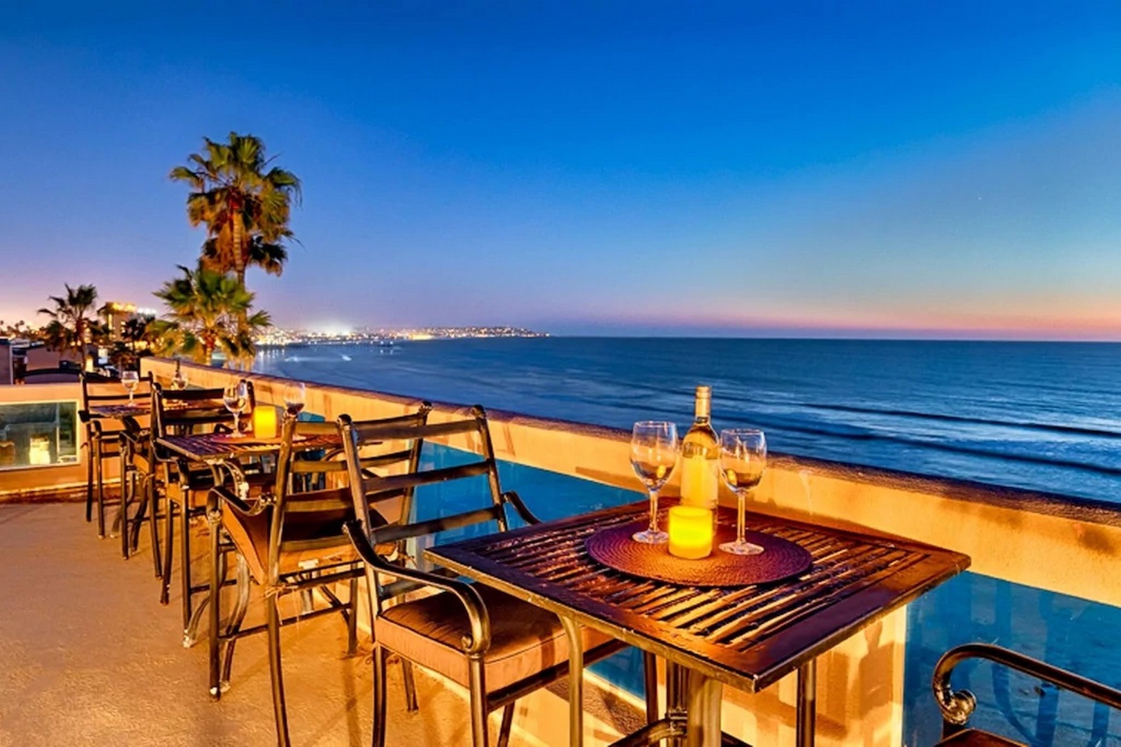 Rooftop pub tables