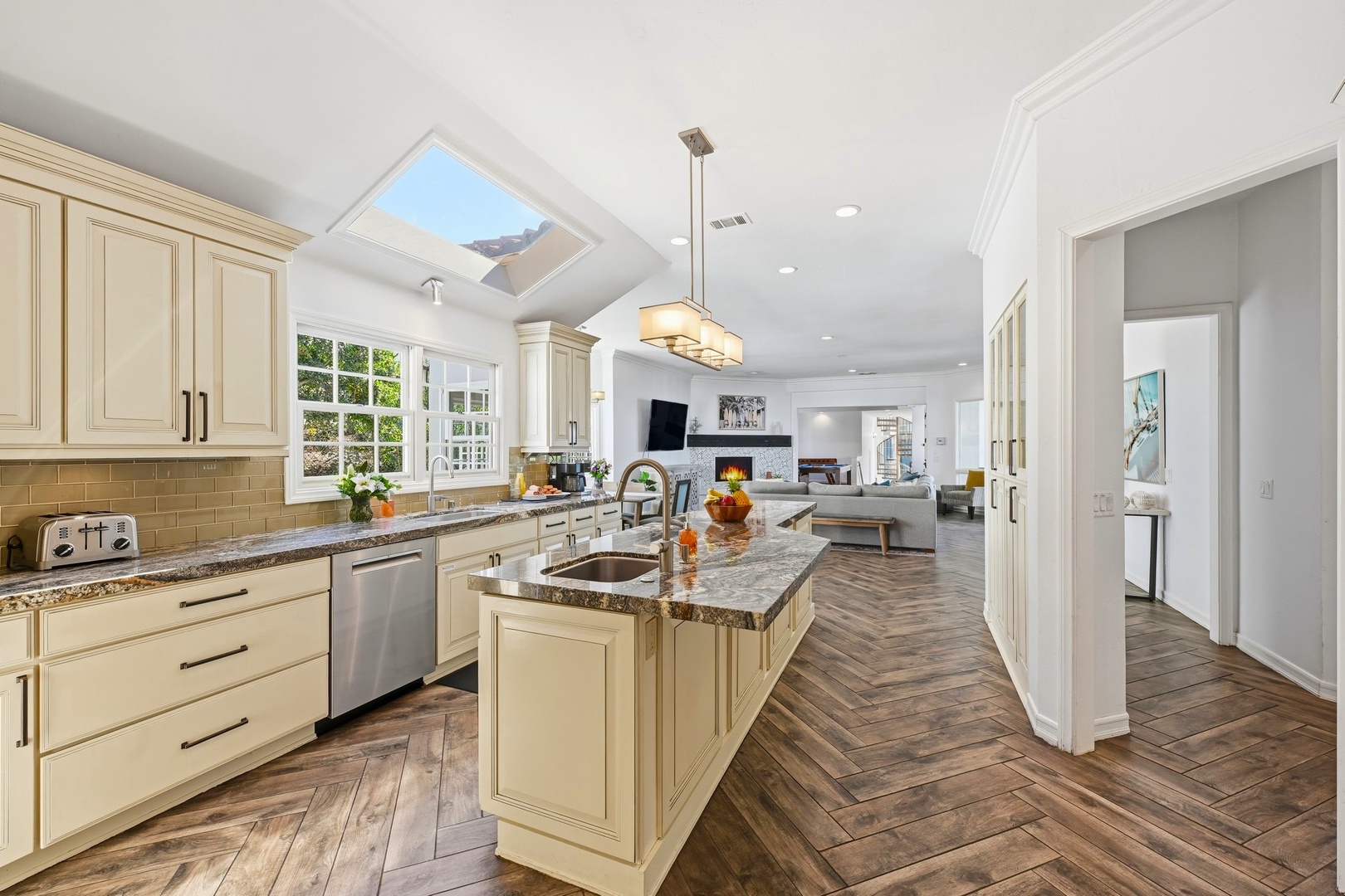 Open kitchen with skylight