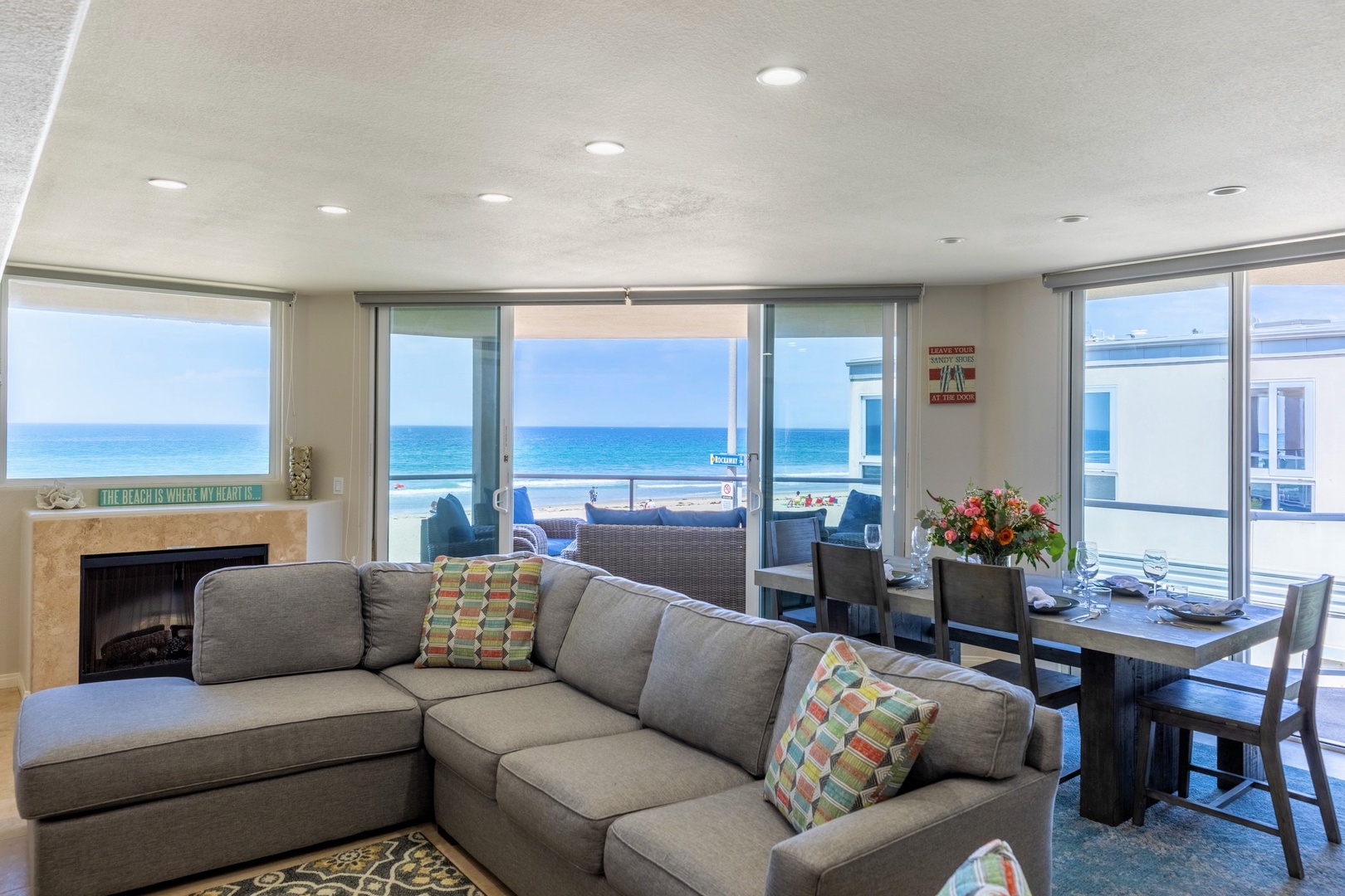 Living room & dining with ocean views