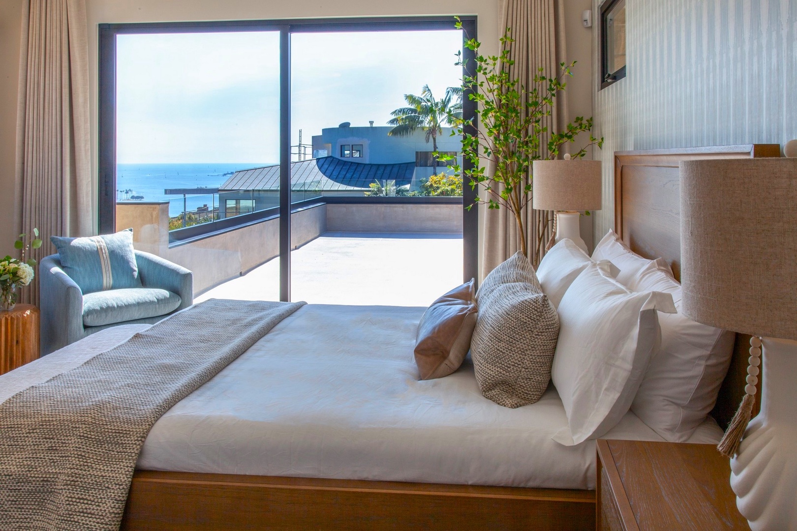Main level bedroom with ocean views