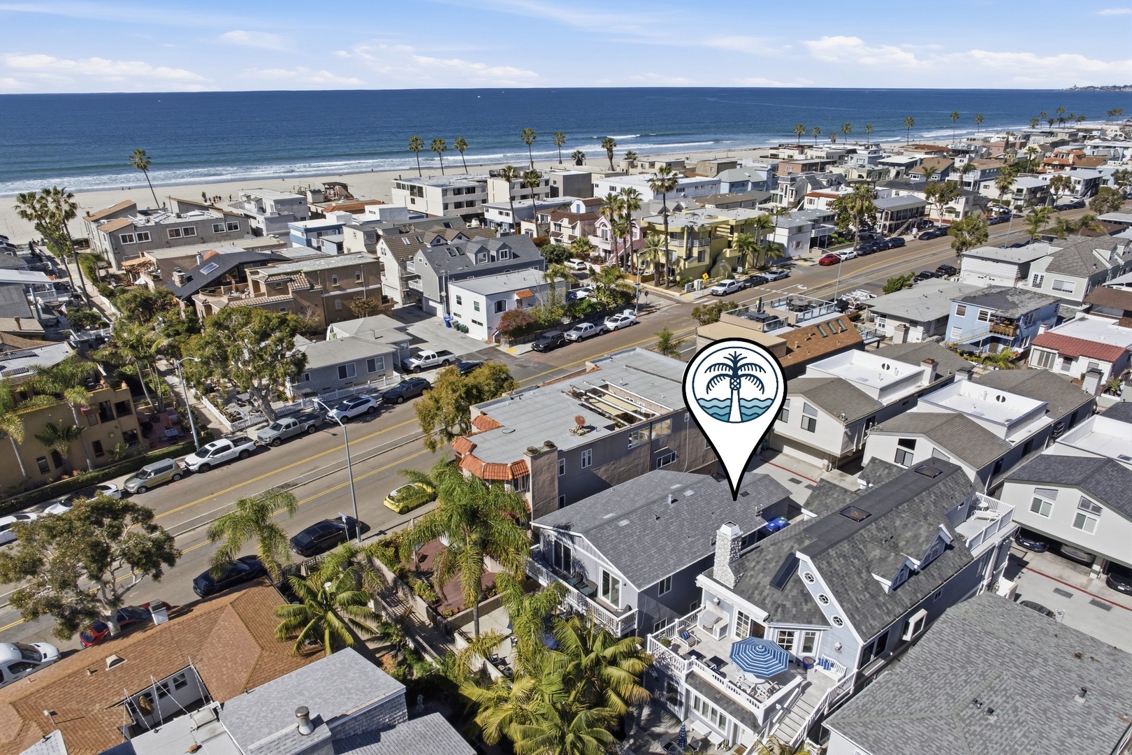 Just across the strand to the beach