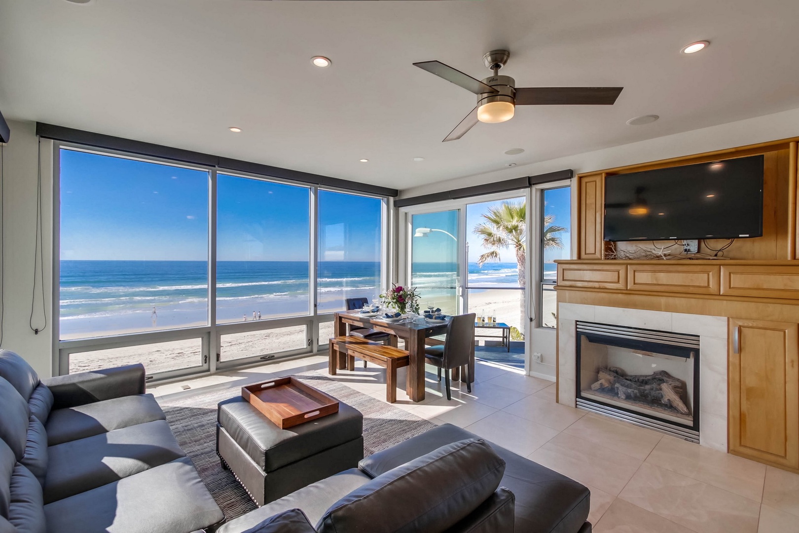 Fireplace and flat-screen TV