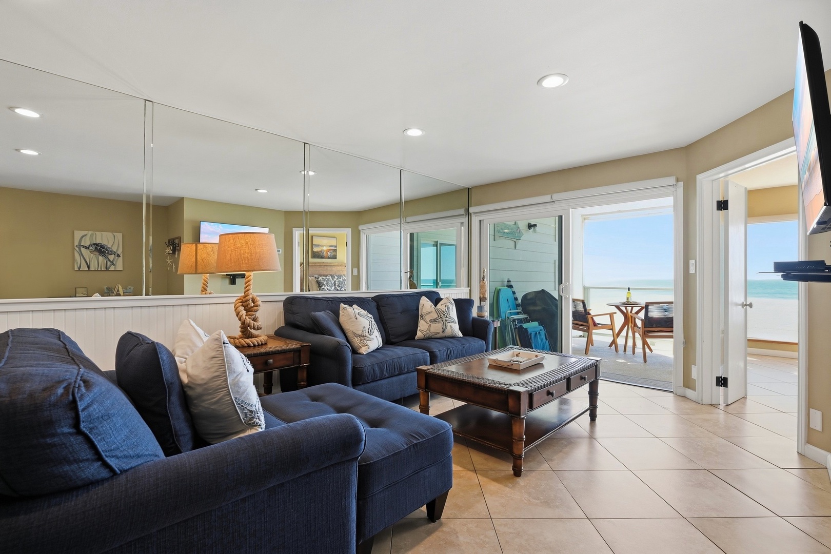 Living area opens to the ocean deck