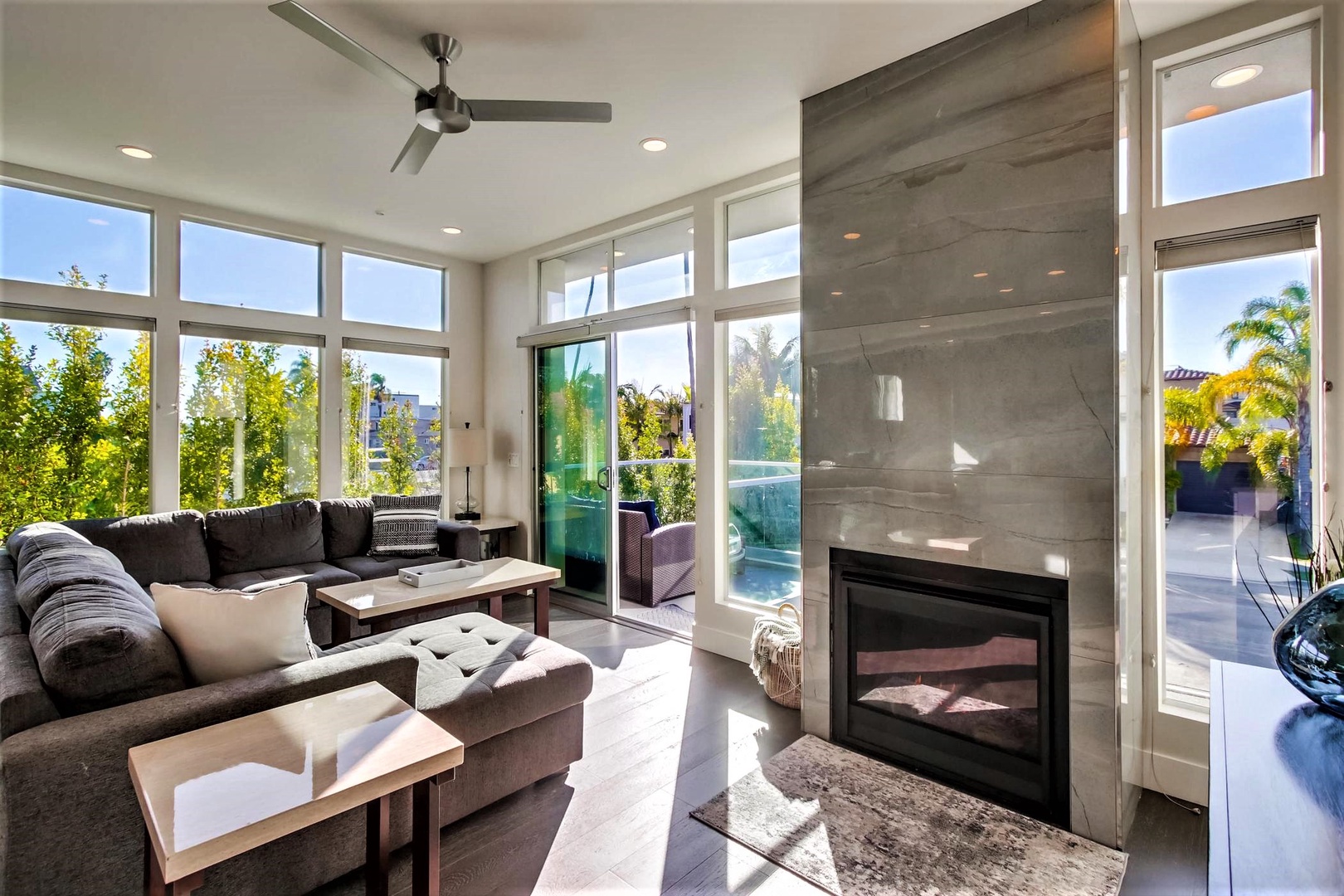 Living area with fireplace