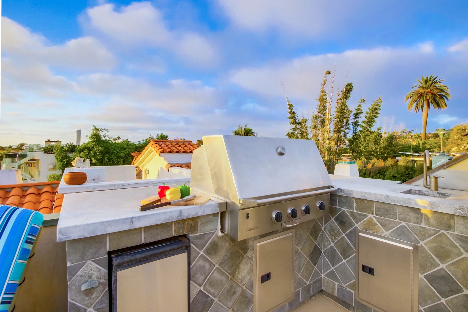 BBQ island with fridge and sink