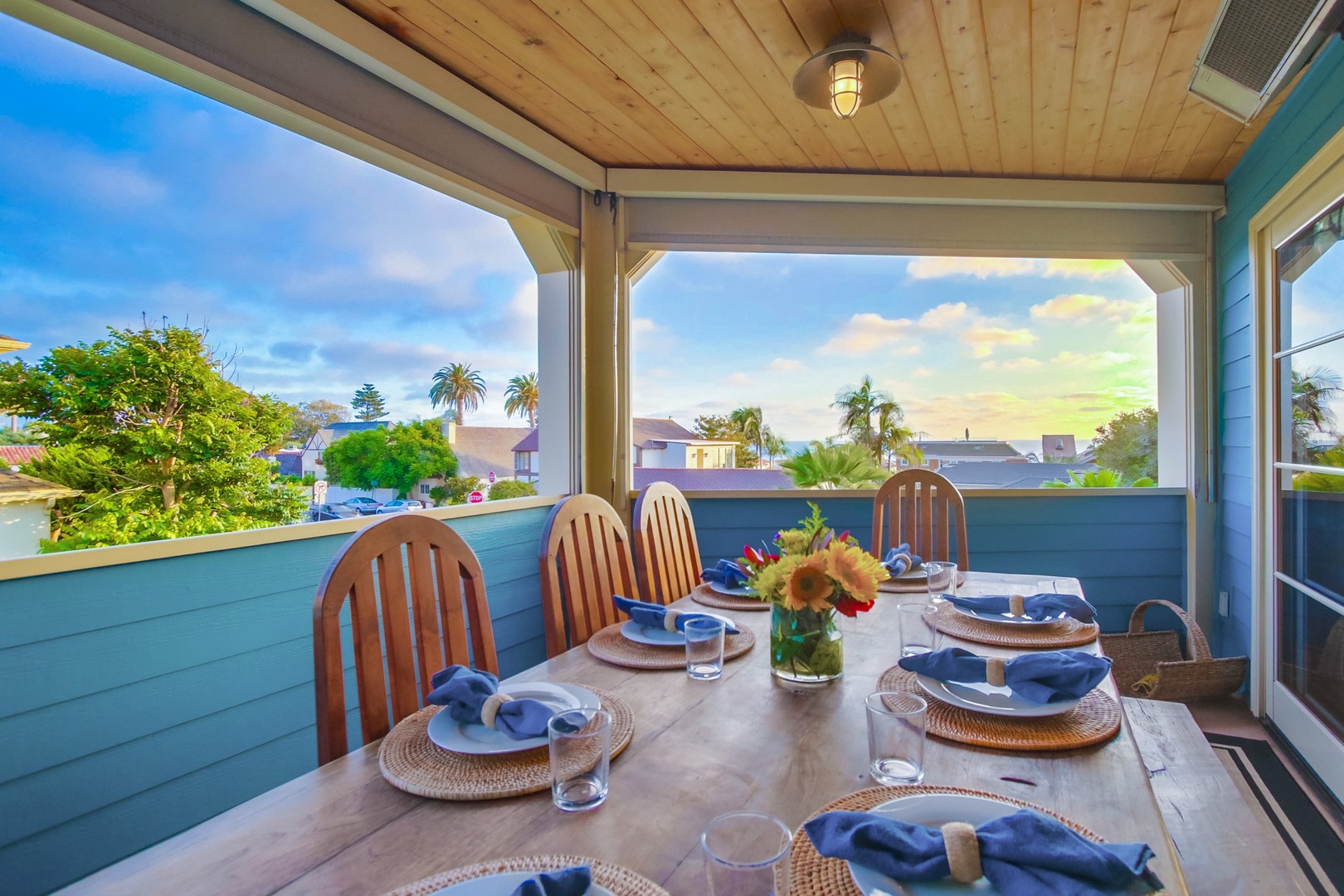 Dining table with ocean views