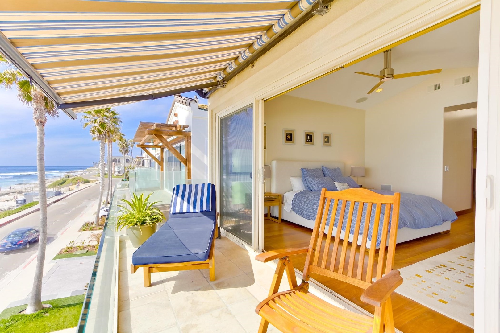 Primary bedroom ocean view balcony