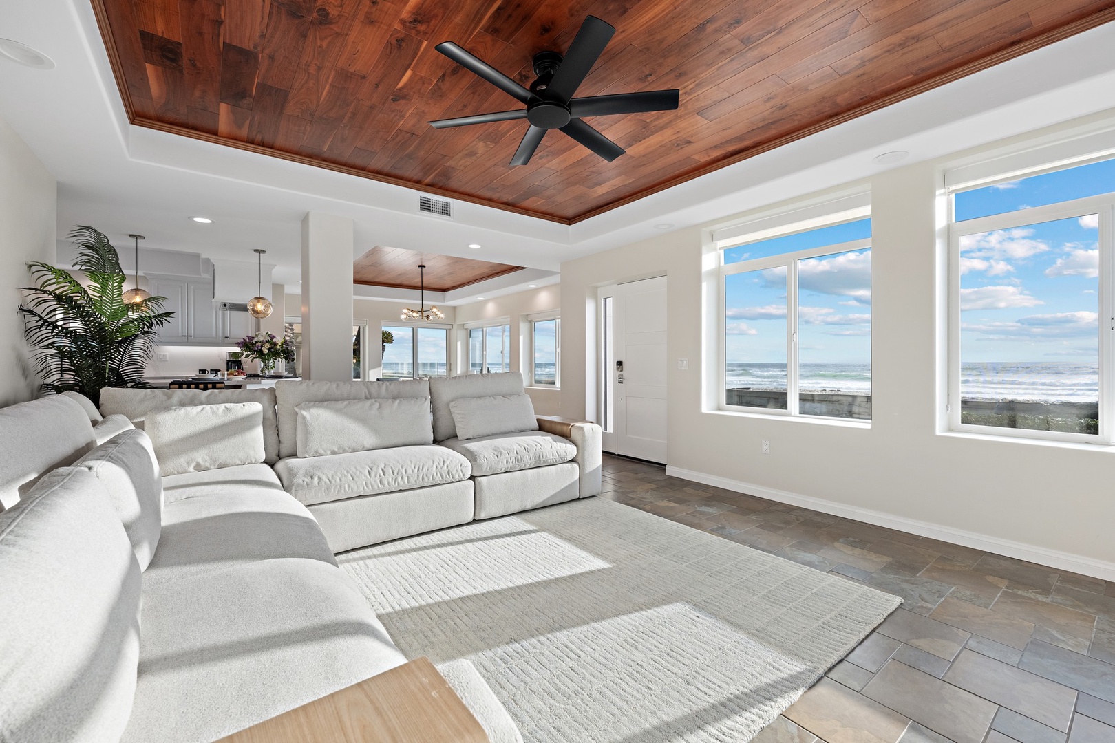 Ocean and beach view living room