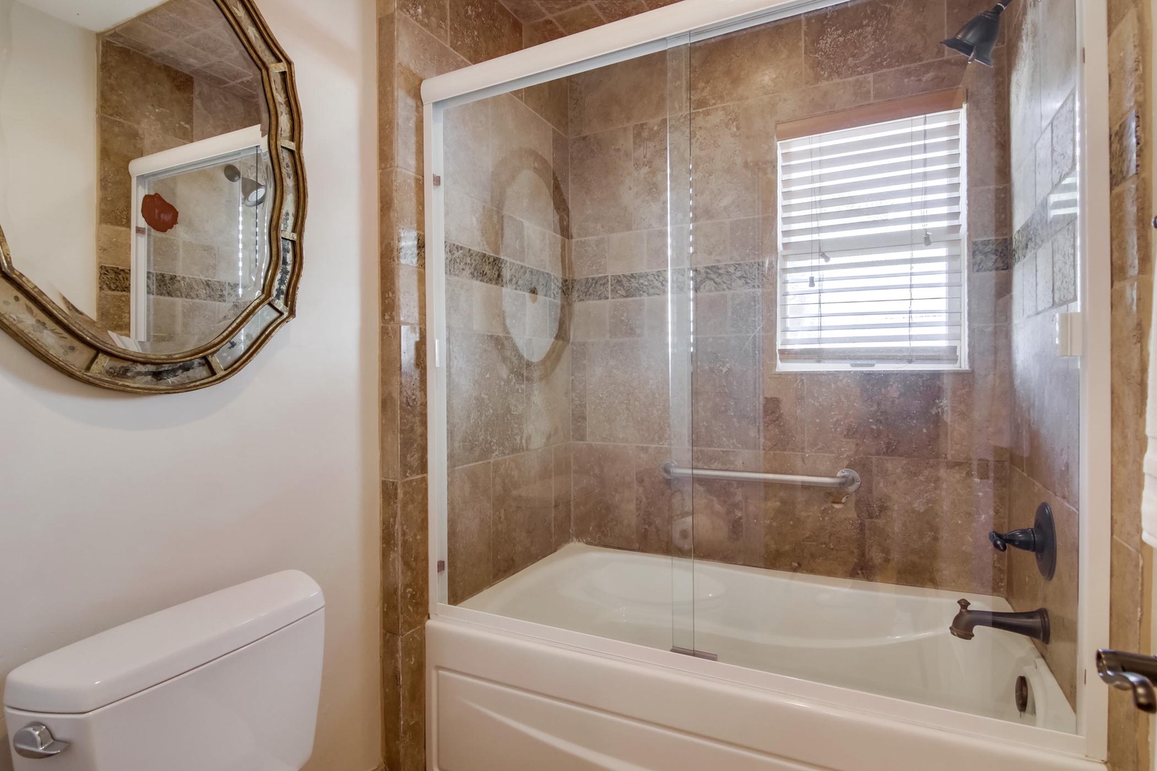 Hall bath with tub and shower combo