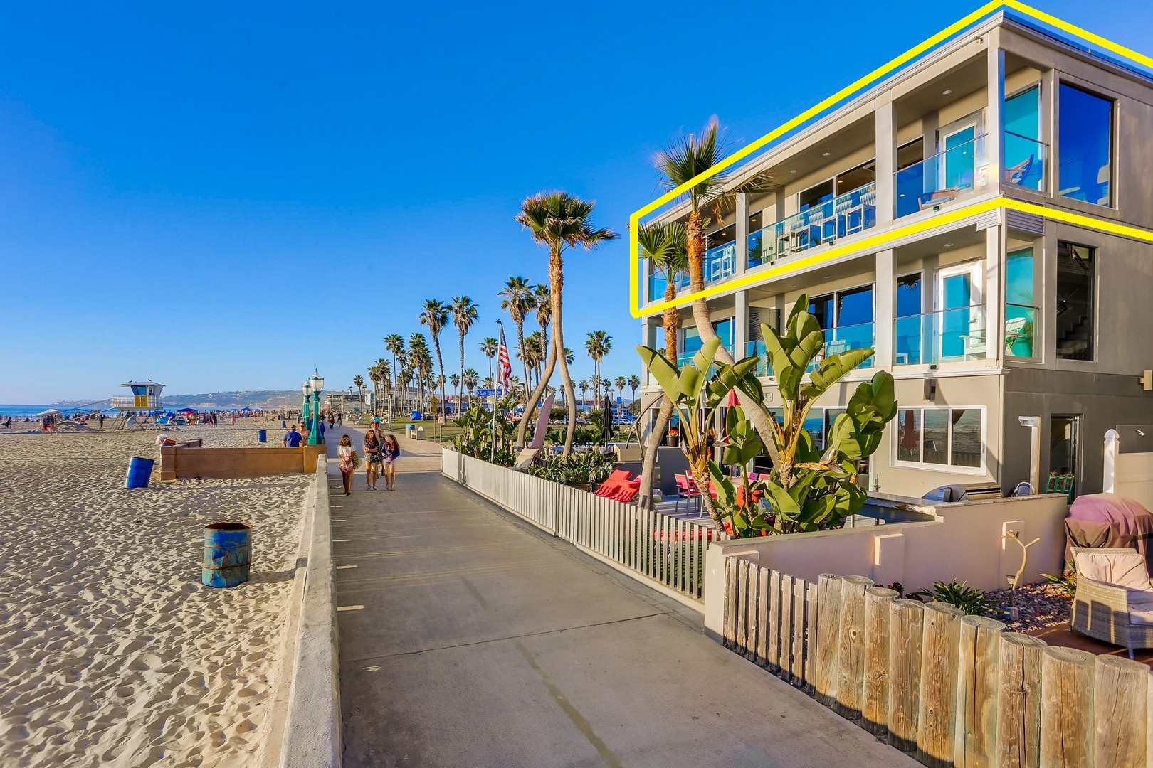 On the boardwalk and beachfront