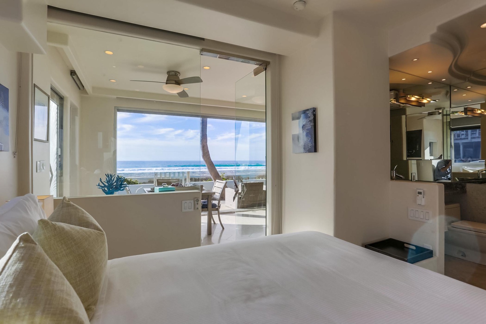 Bedroom has direct ocean views