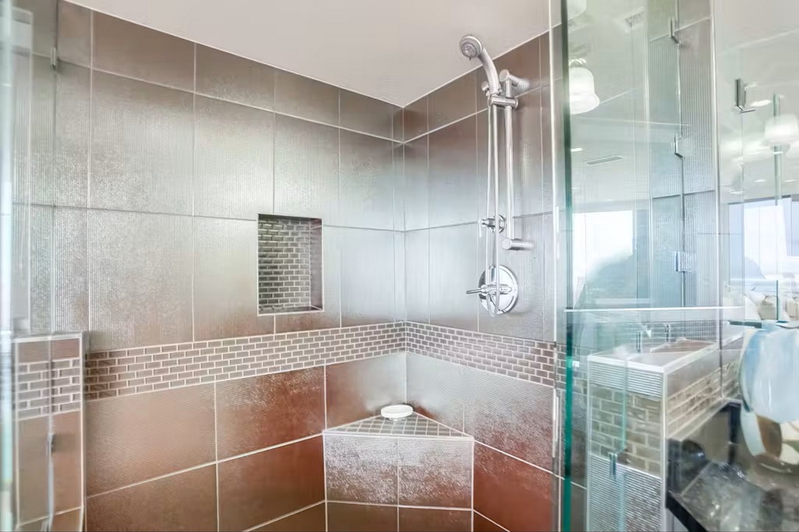 Tiled walk-in shower