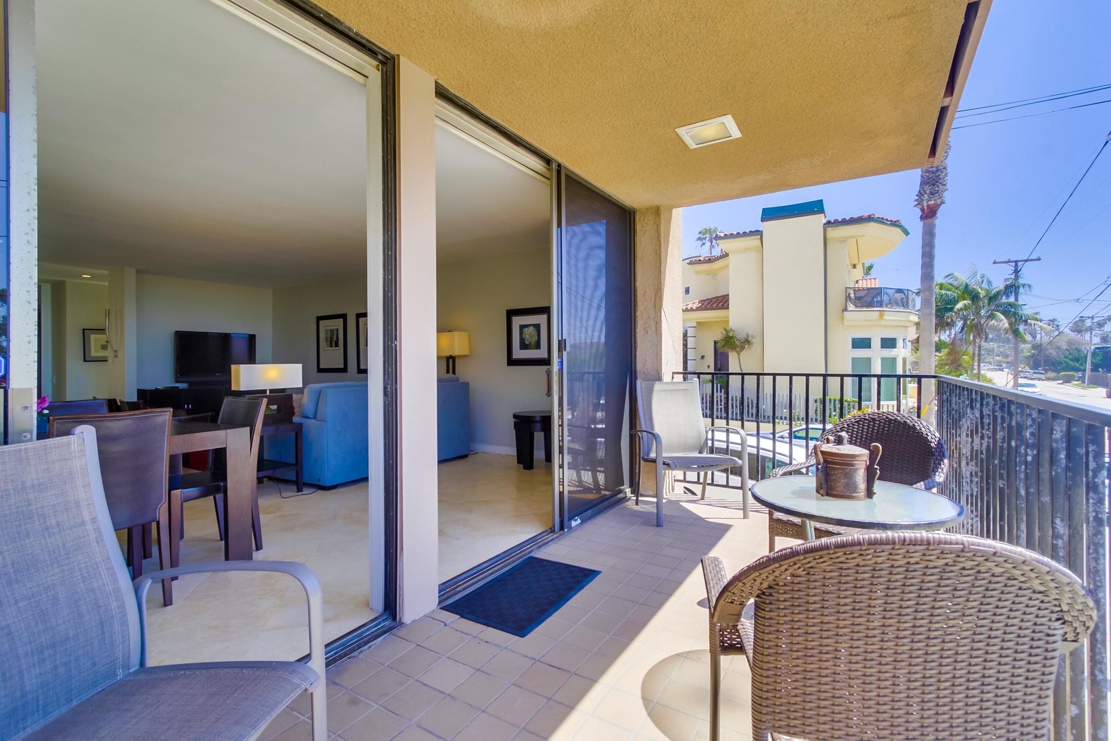 Living area leads directly to patio