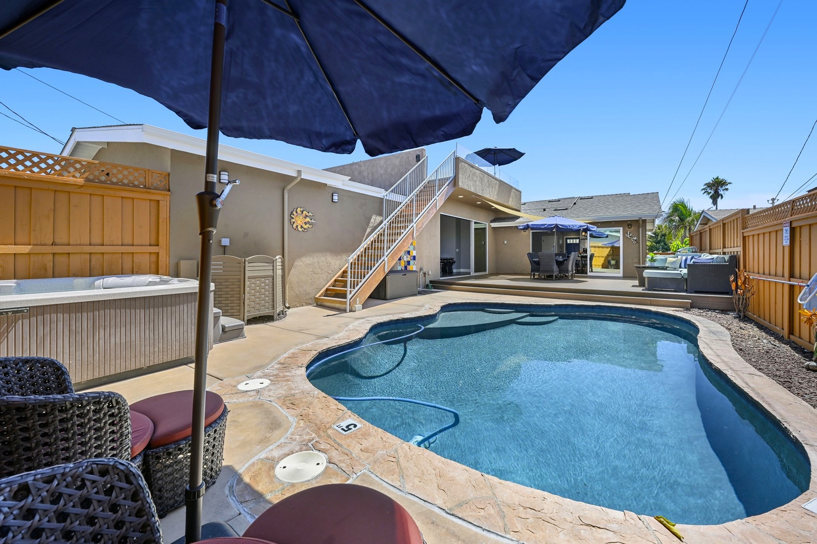 Shaded pool side lounge