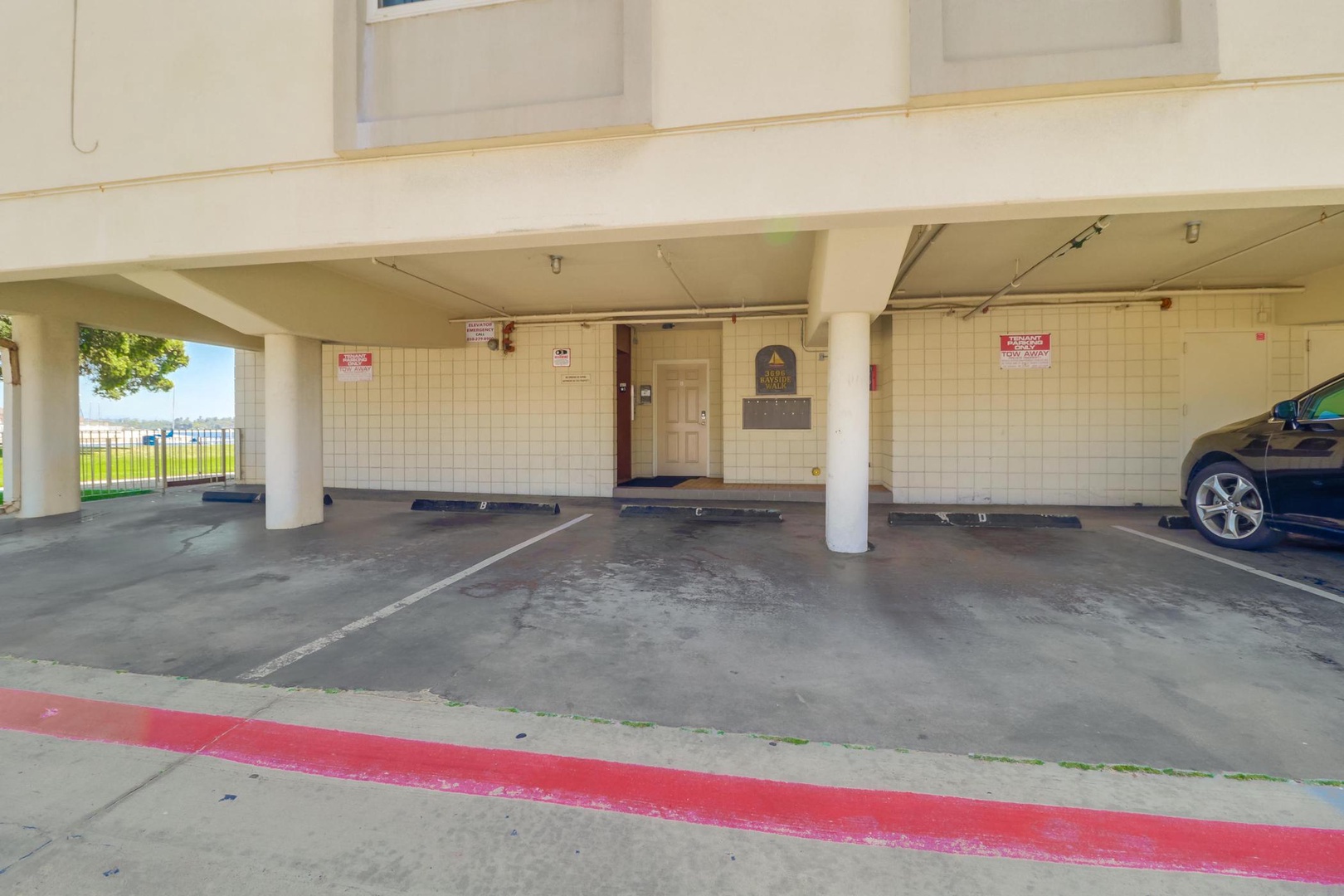 Single car space in carport