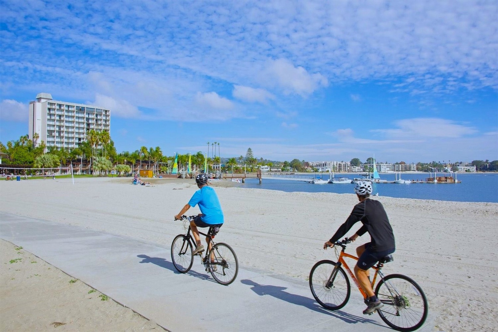 Rent some bikes and cruise the bay