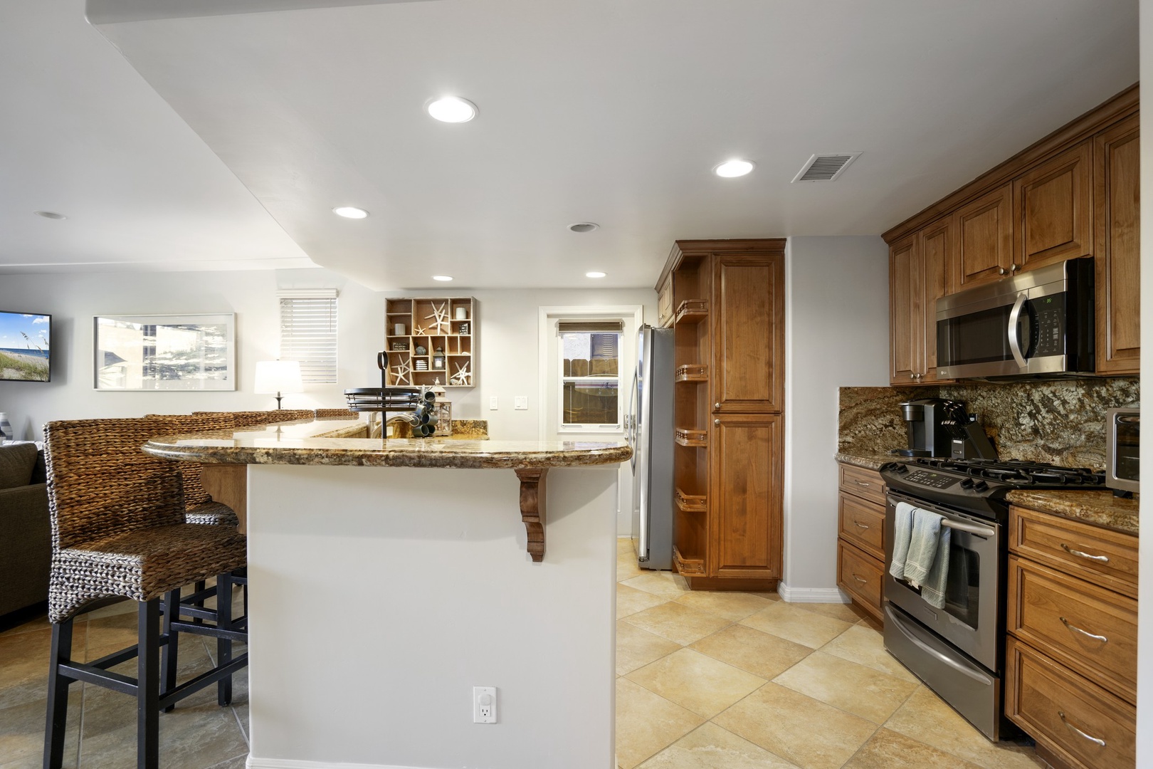 Full kitchen with granite island