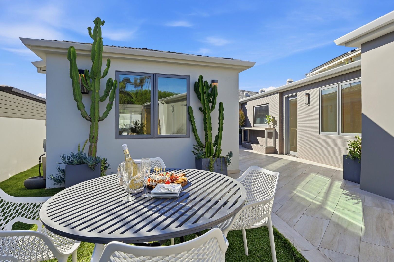 Sunny front courtyard