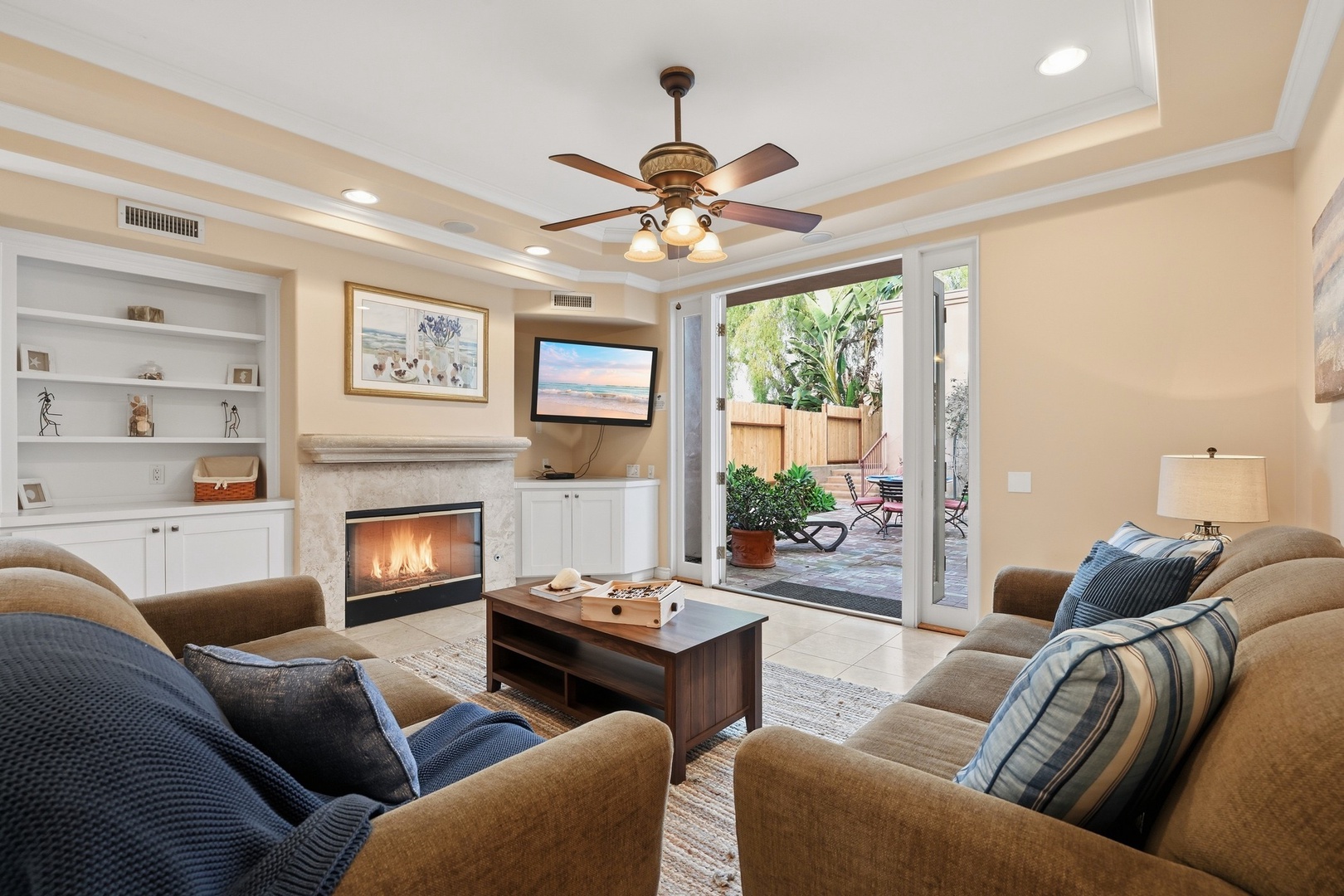 Family Room with Ceiling Fan
