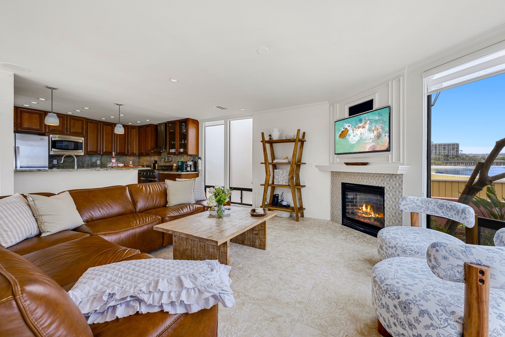 Gas fireplace and TV