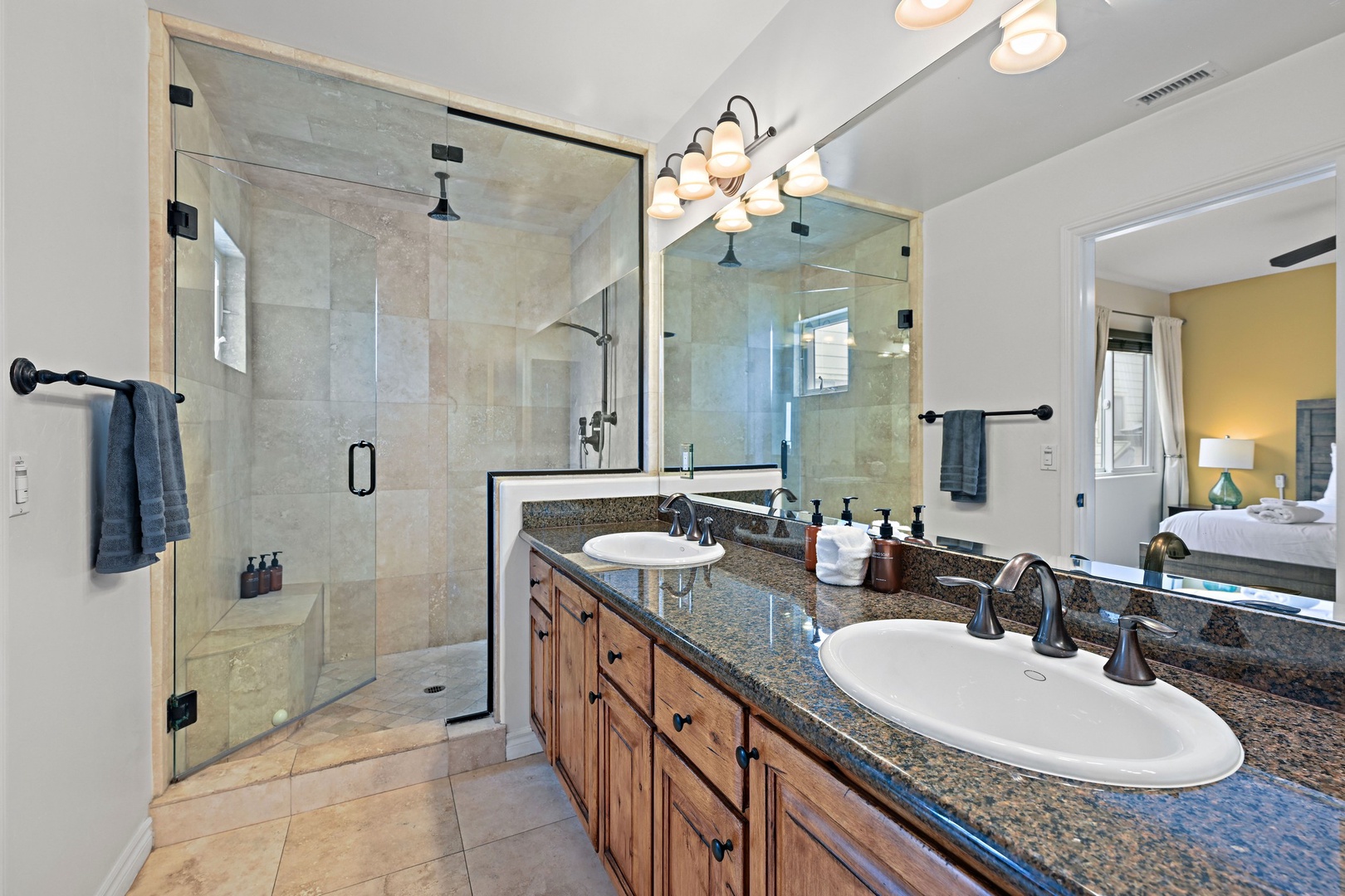 En suite bath with large walk-in shower