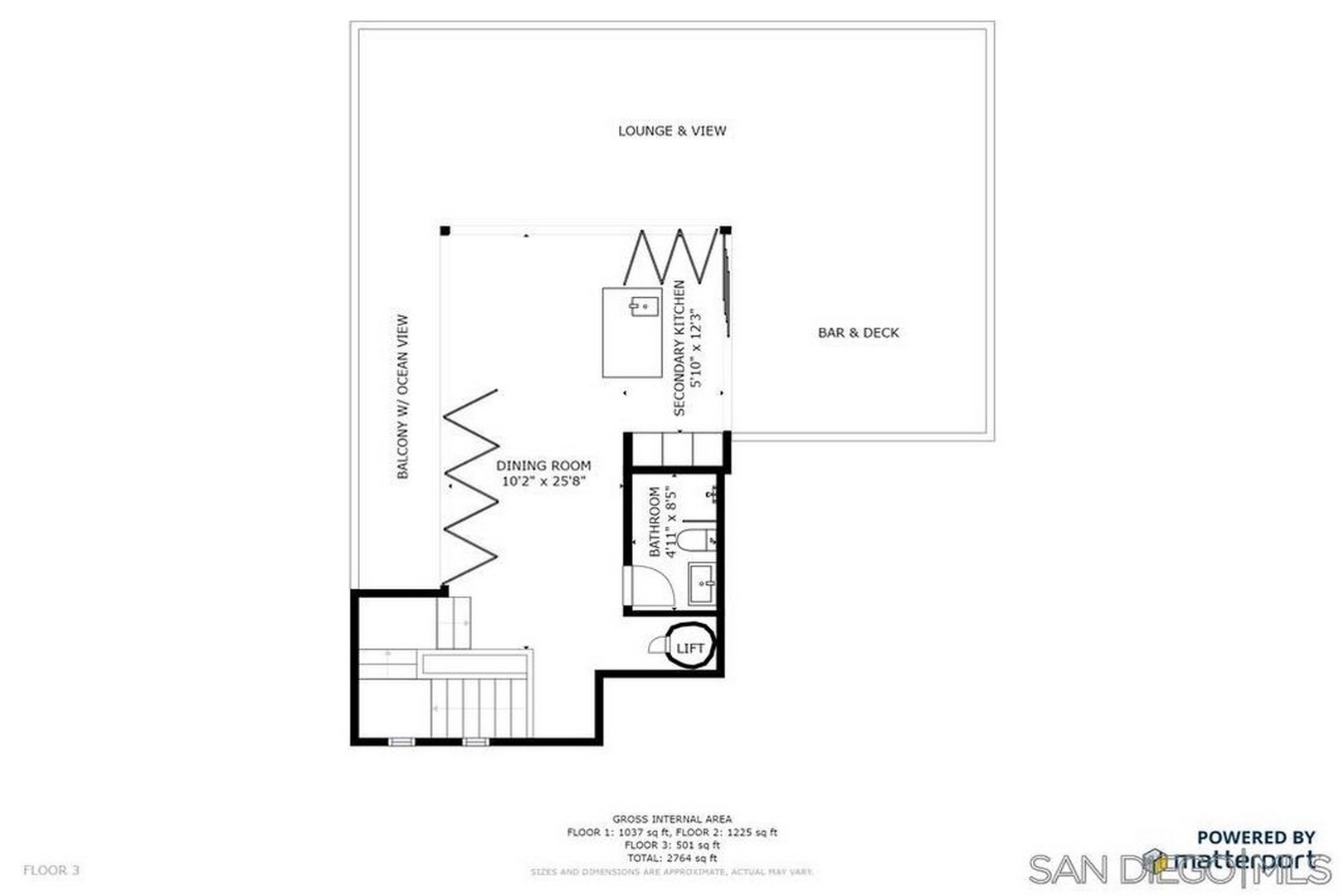 Second level floor plan