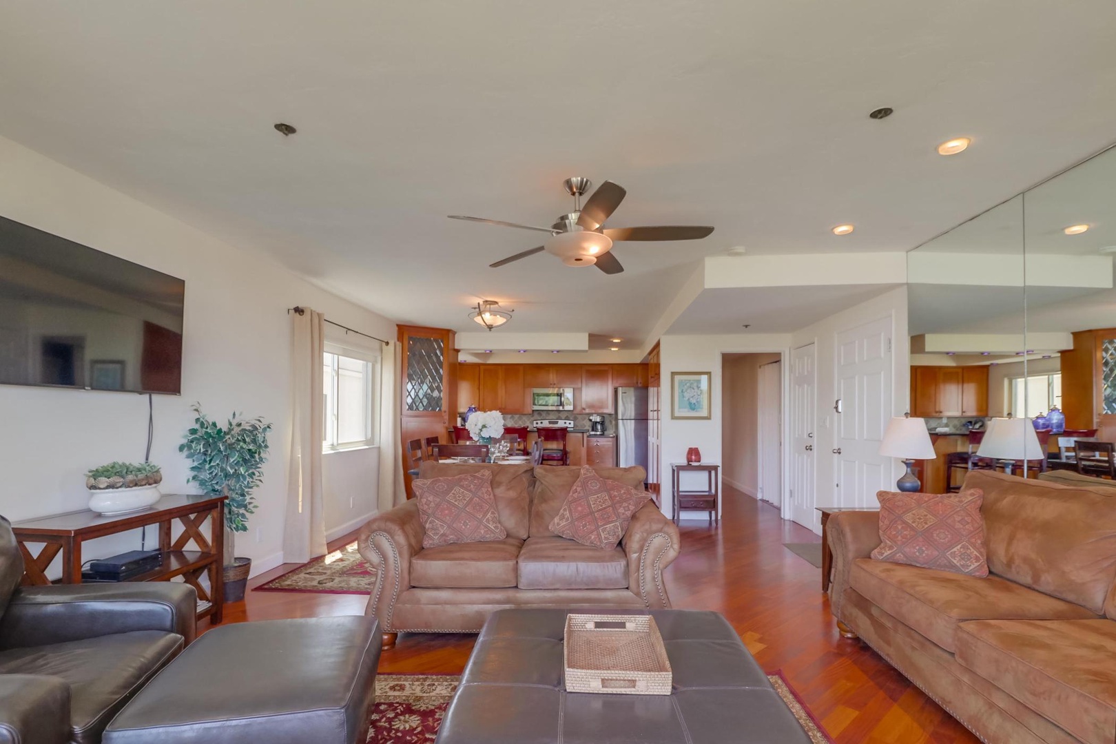 View towards dining and kitchen