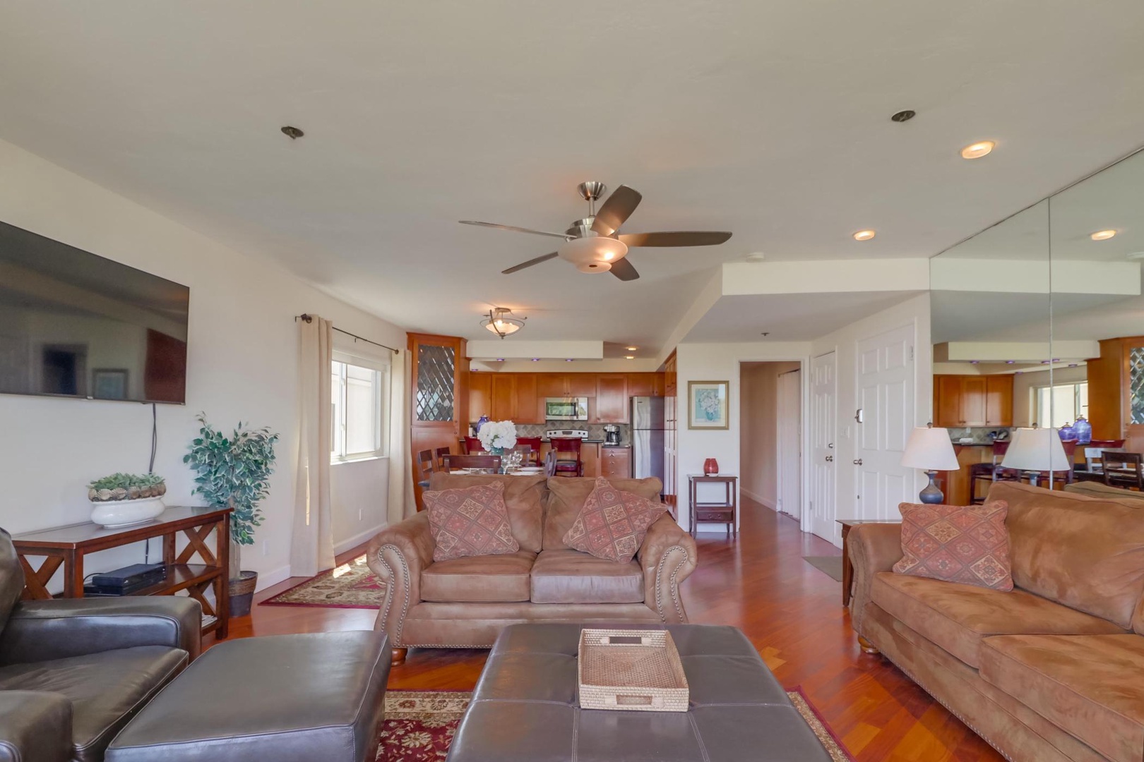 View towards dining and kitchen