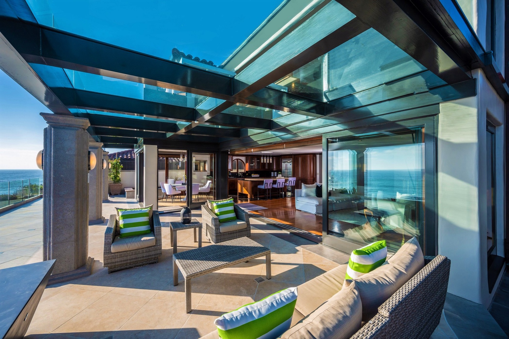 Oceanfront terrace living area