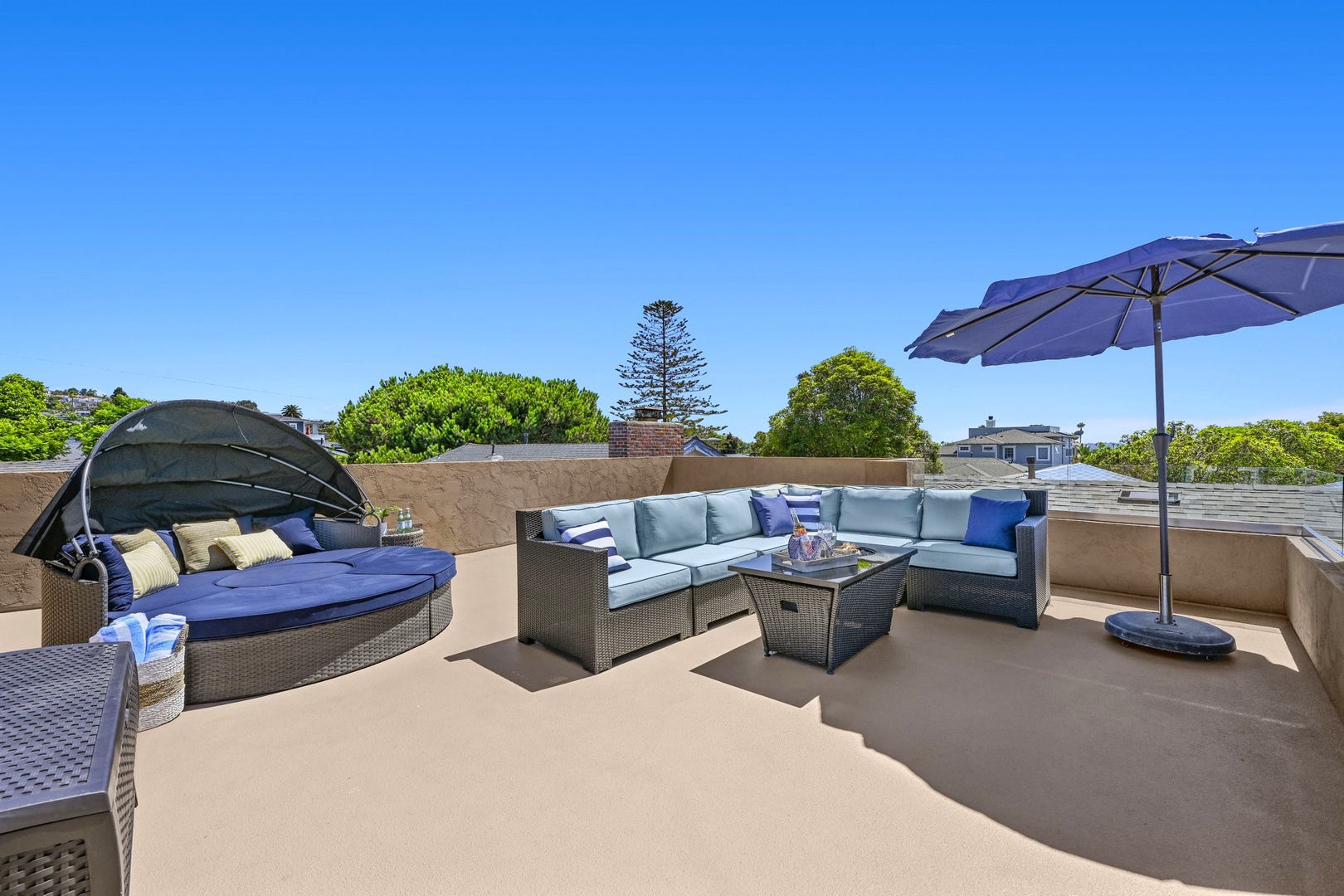Rooftop deck with lounge and seating
